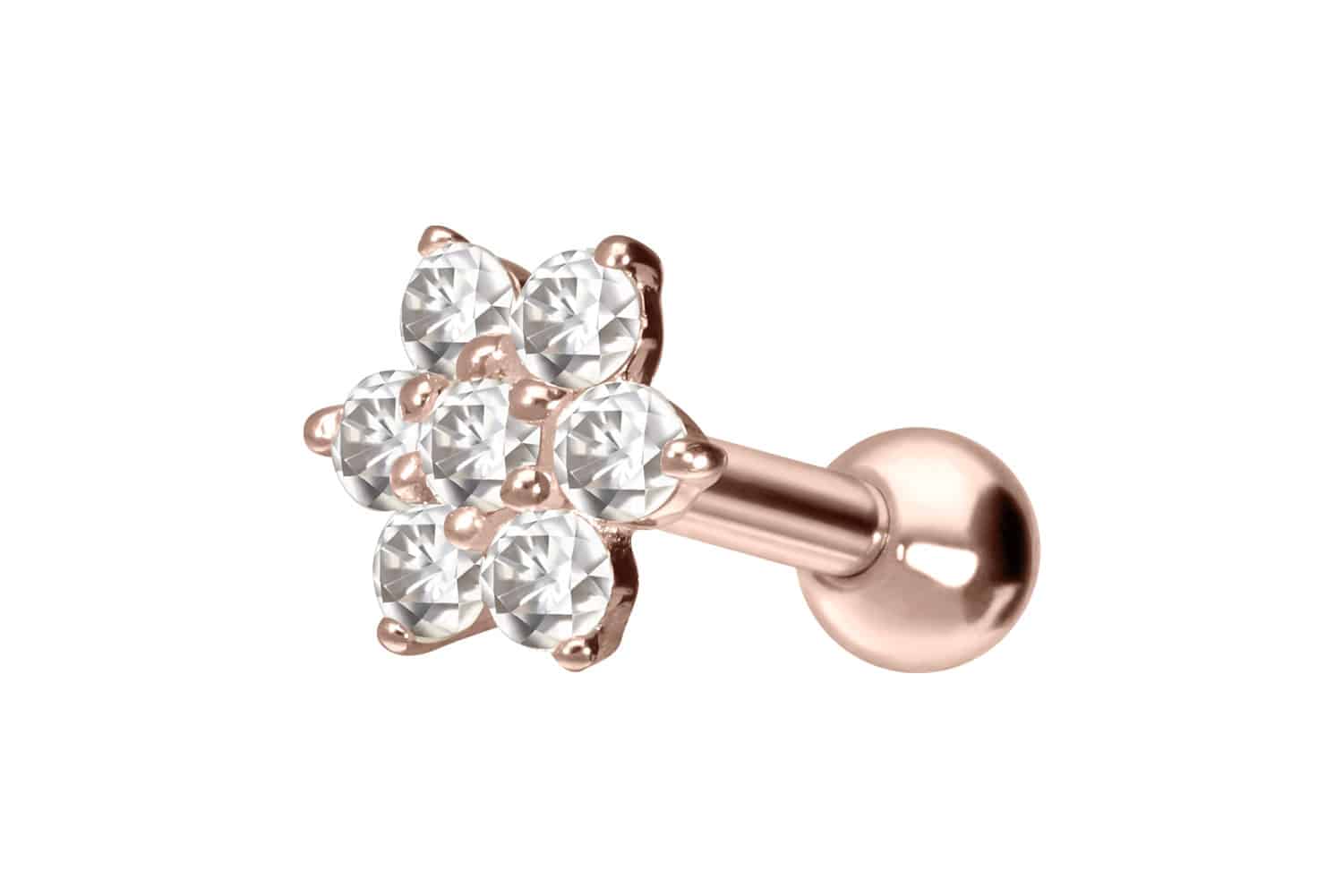 14/18 Karat Gold Ohrpiercing MOISSANIT-BLUME